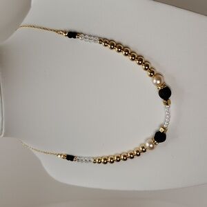 Colorblock faux pearl necklace